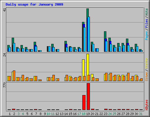 Daily usage for January 2009