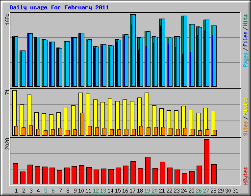 Daily usage for February 2011