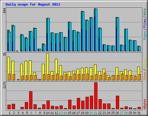Daily usage for August 2011