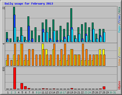 Daily usage for February 2013