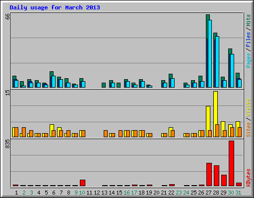 Daily usage for March 2013