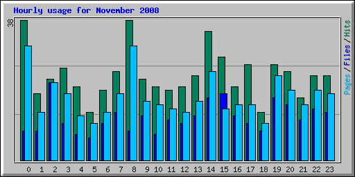 Hourly usage for November 2008