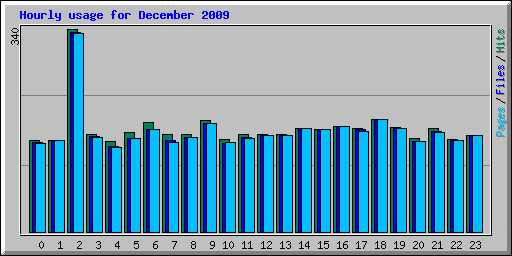 Hourly usage for December 2009