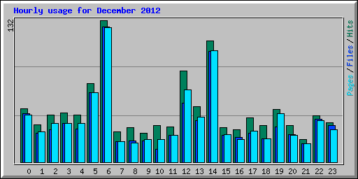 Hourly usage for December 2012