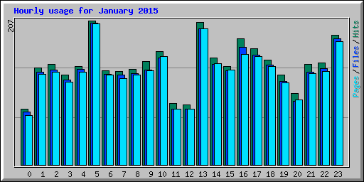 Hourly usage for January 2015