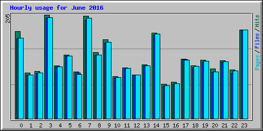 Hourly usage for June 2016